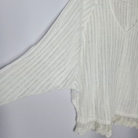 ⭐ C&V Chelsea & Violet Sheer Oversized Hooded Cover Up Striped Blouse Shirt XS - Picture 5 of 7